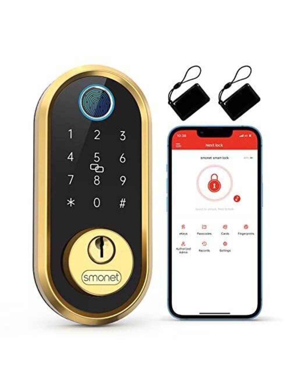 SMONET Smart Lock Bluetooth Keyless Entry Deadbolt with Fingerprint & Keypad